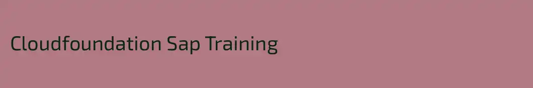 Cloudfoundation Sap Training